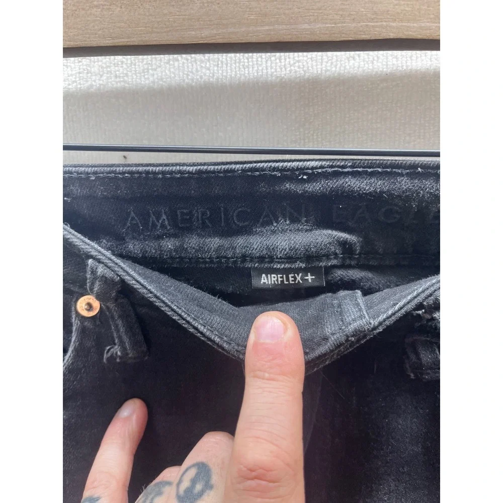 American Eagle Slim Straight Jeans Mens 28x30 Black Denim Airflex+‎ Stretch 3261